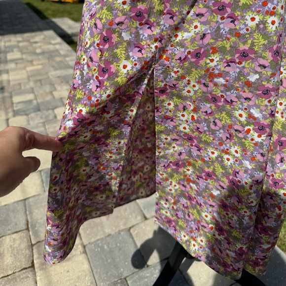 NWOT o.p.t Anthropologie Floral Boho Midi Dress with Slit Purple Size Medium - Picture 6 of 13